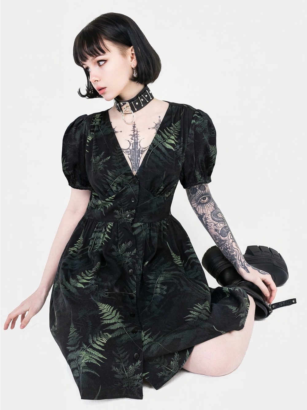 Like New Disturbia Fernery Button Up Corset Mini Dress, US Size 8